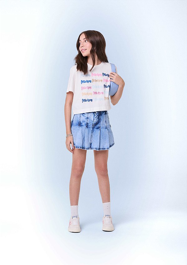 T Shirt Cropped Mickey Teen Perola