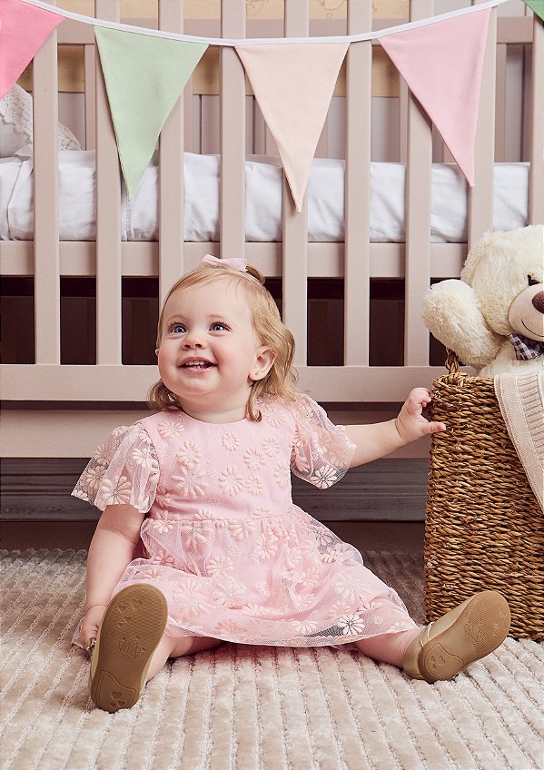 Vestido Bebe Tule Floral Momi