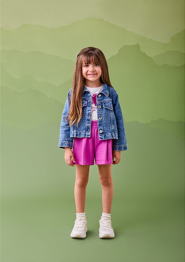 Jaqueta Jeans Infantil Strass Momi