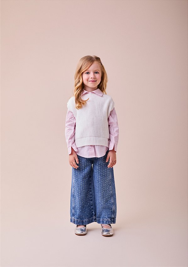 Camisa Infantil Listrada Com Strass Momi