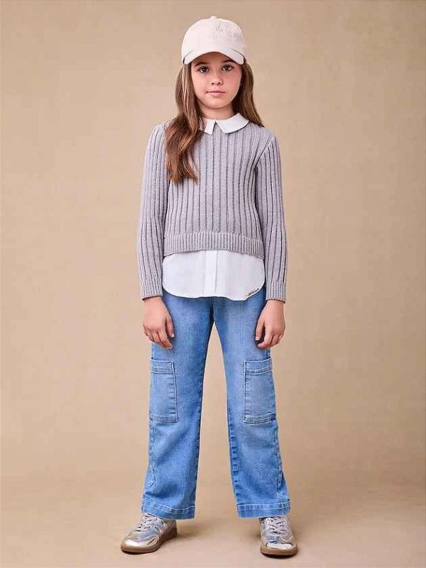 Casaco Camisaria Infantil Trico Mescla