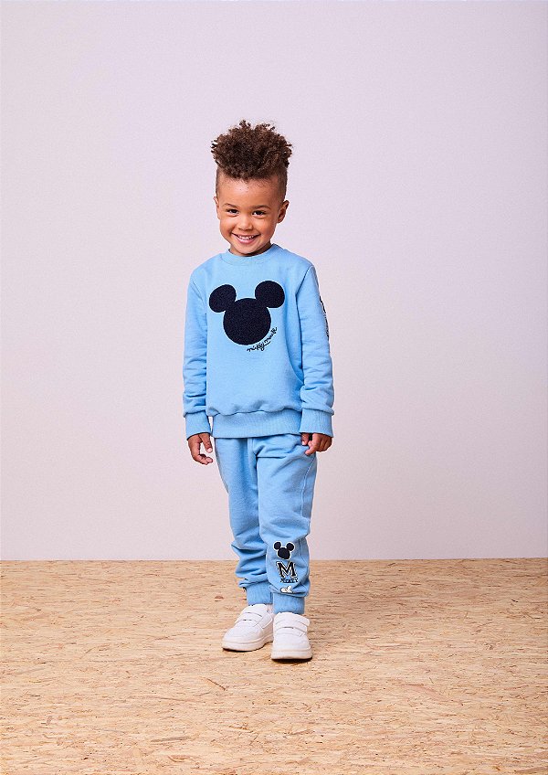 Conjunto Moletom Infantil Azul Mickey