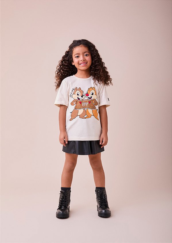 Saia De Couro Infantil Com Pingente Preto