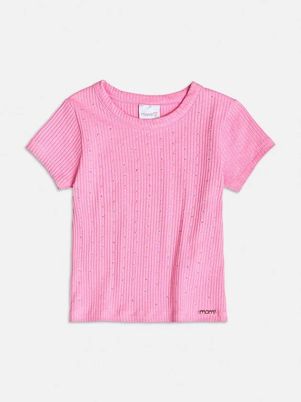 Blusa Infantil Canelada Strass Rosa Babaloo