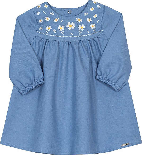 Vestido Infantil Azul Florzinhas