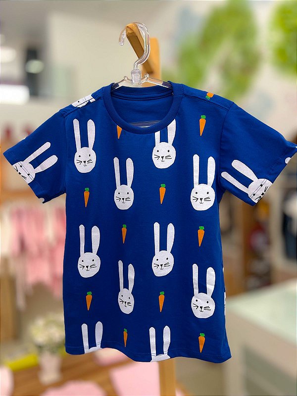 Camiseta Infantil Coelho Azul Intenso