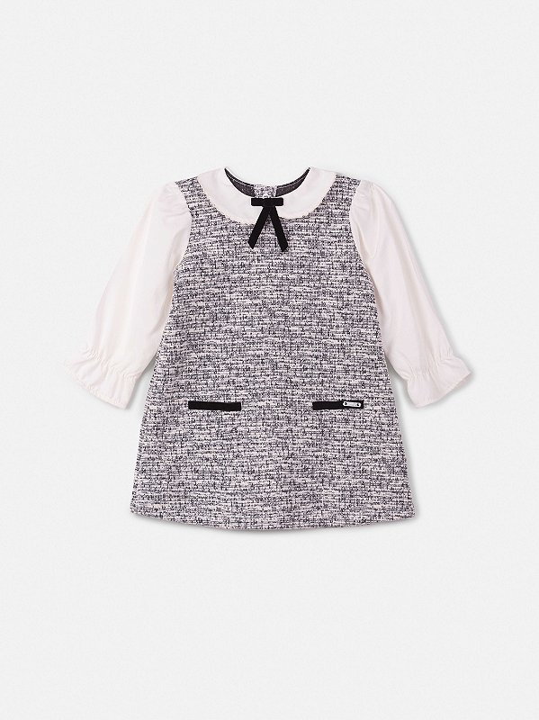 Vestido Bebe Tweed Preto/off Anime