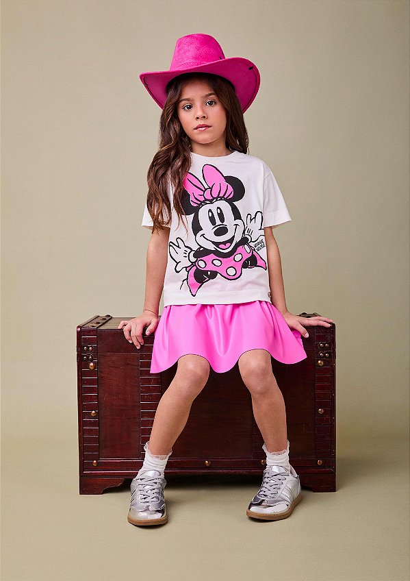 Blusa Infantil Minnie Mouse Laço Neon Anime