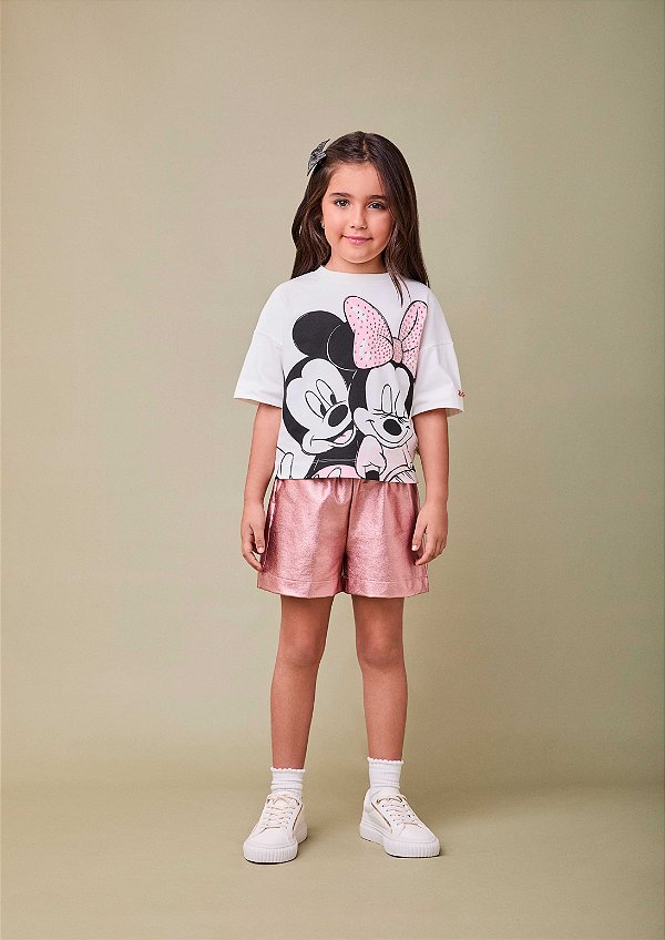 Shorts Infantil Metalizado Rosa Classic Anime