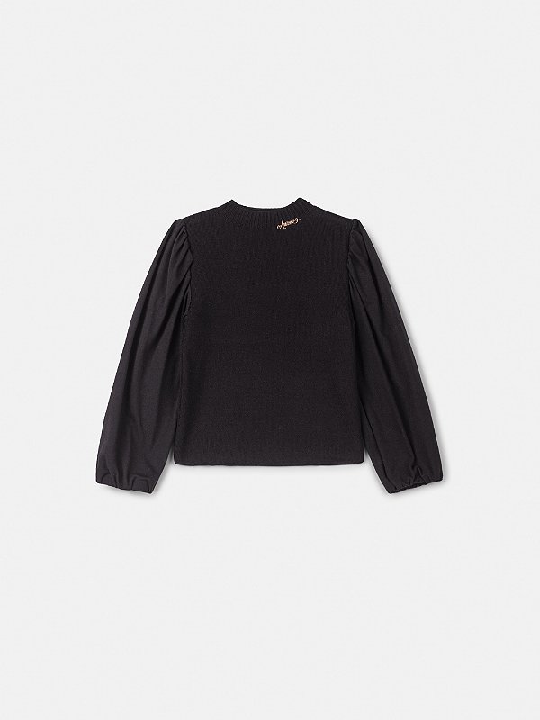 Blusa Infantil Tricot Mangas Preto Anime
