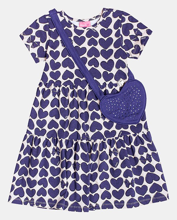 Vestido Infantil Coracoes Com Bolsa Momi