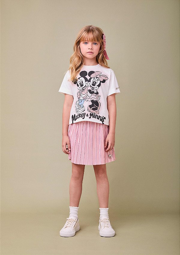 Conjunto Infantil Minnie Mickey Saia Rosa Anime