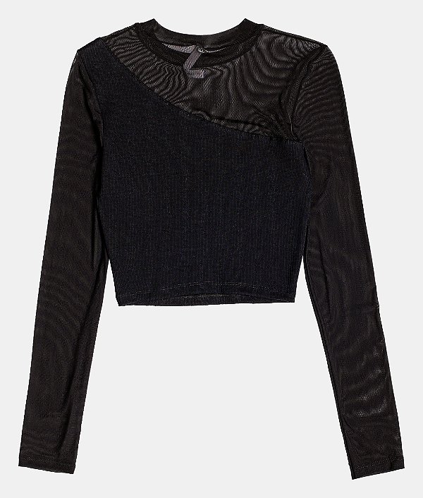 Blusa Teen Essential Tule Preto I Am