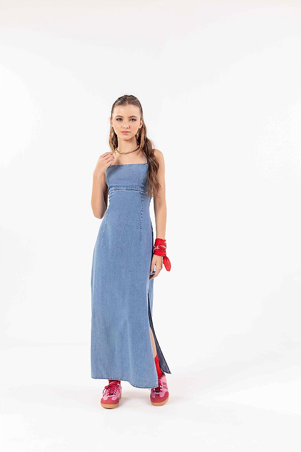 Vestido Teen Anne Jeans Longo Bobbyluu