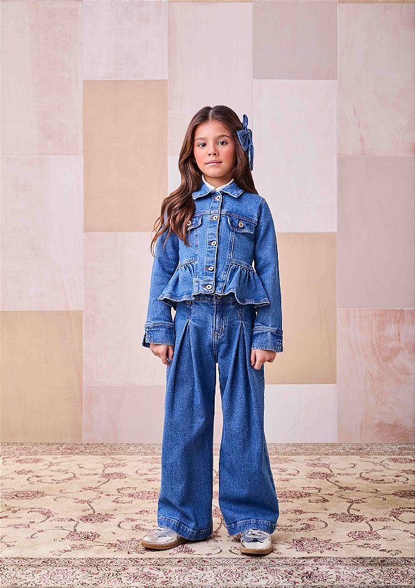 Calca Jeans Infantil Com Pregas Anime