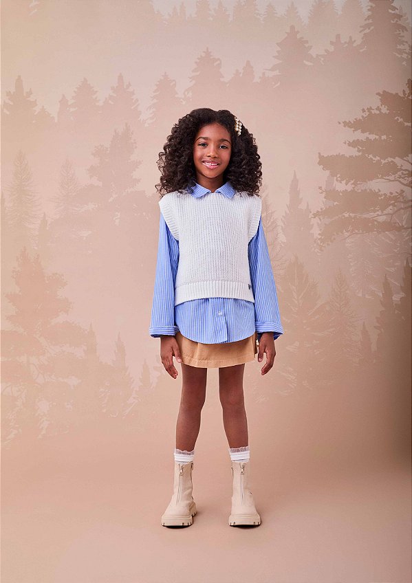 Camisa Infantil Listrada Com Strass Azuk
