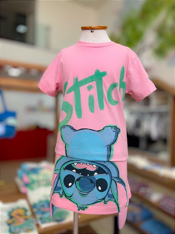Conjunto Infantil Rosa Stitch Anime
