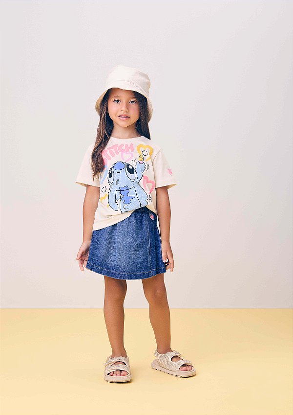 Blusa Infantil Stitch Aloha Bege Momi