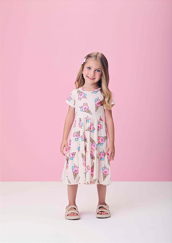 Vestido Infantil Sorvete De Urso Momi