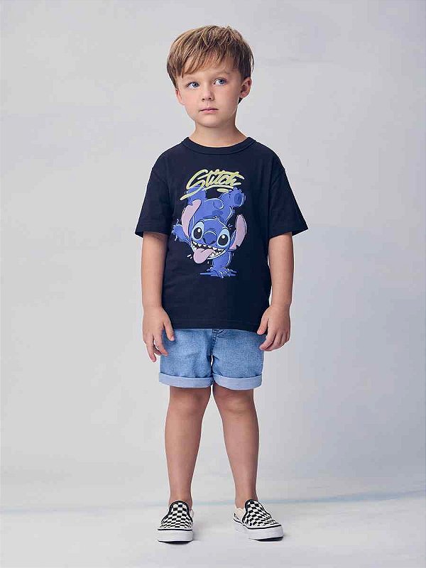 Camiseta Infantil Stitch Preto Youccie