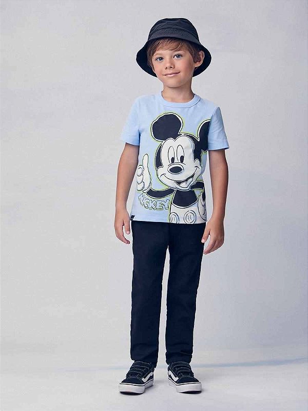 Camiseta Infantil Mickey Contorno Azul Youccie