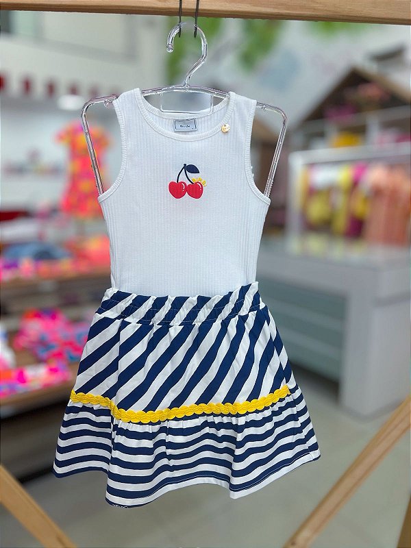 Conjunto Infantil Listras Cereja Bimbi