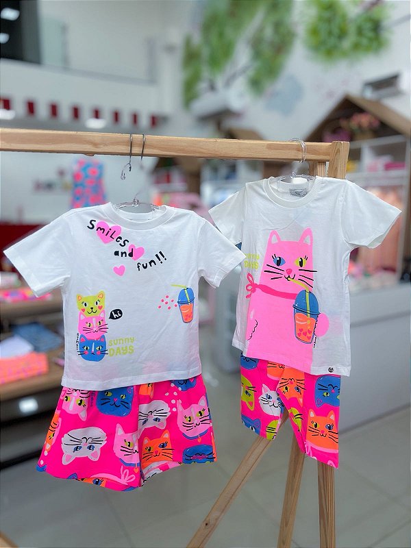 Conjunto Infantil Gatinha Rosa Bimbi