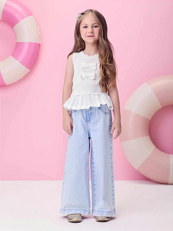 Blusa Infantil De Tricot Com Tecido Momi