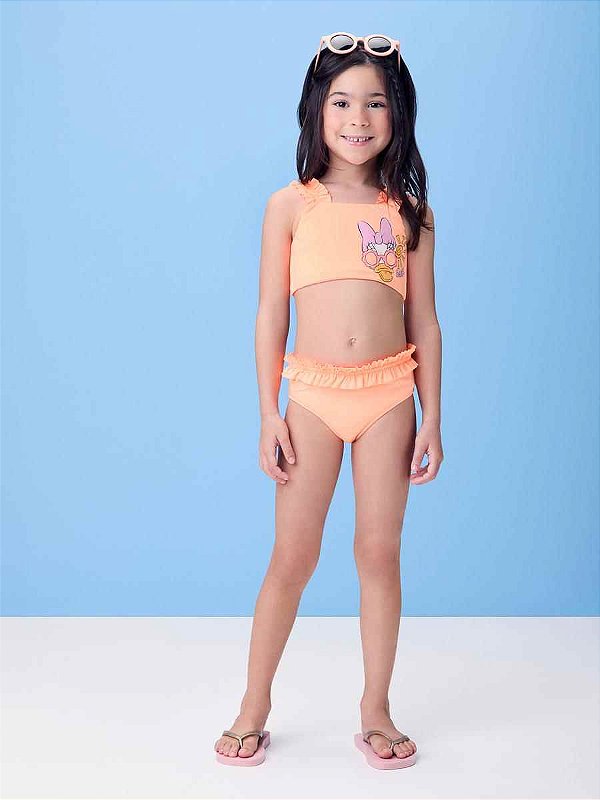 Biquini Infantil Daisy Laranja Fluor Momi
