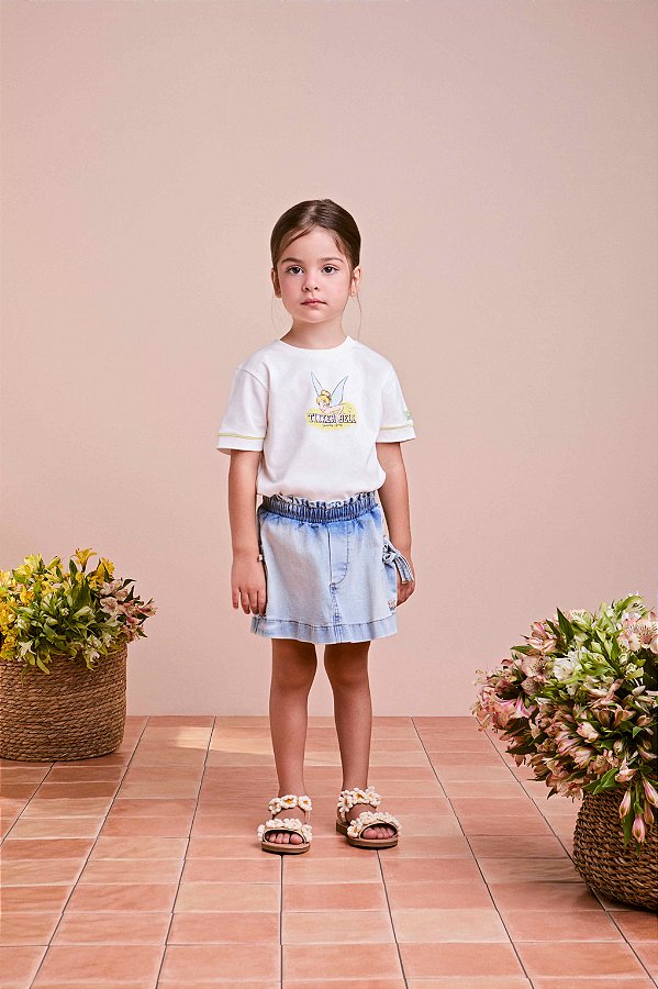 Shorts Saia Infantil Jeans Com Bolsos Anime