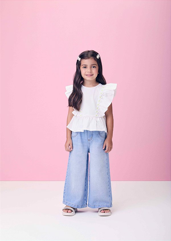 Blusa Infantil Babados Tricoline Momi