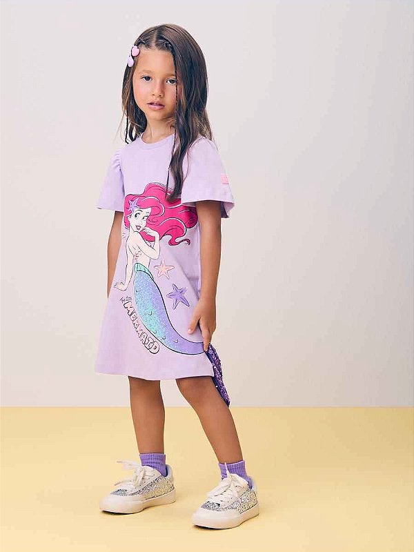 Vestido Infantil Pequena Sereia Lavanda Momi