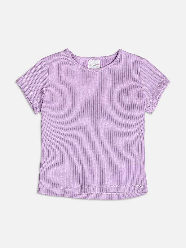 Blusa Infantil Basica Canelada Lilas Momi