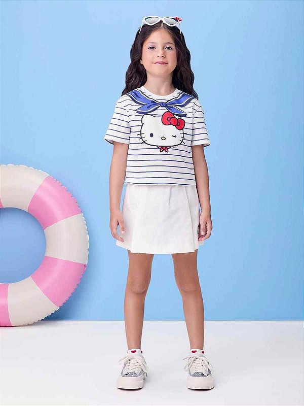 Conjunto Infantil Listras Hello Kitty