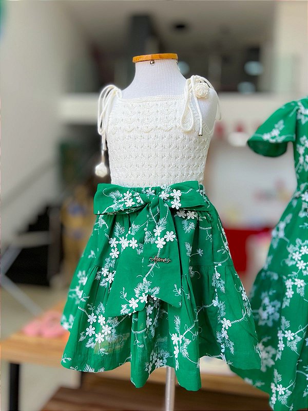 Conjunto De Laise Infantil Verde Folha Anime