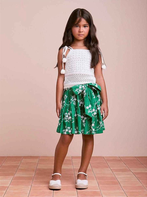 Conjunto De Laise Infantil Verde Folha Anime