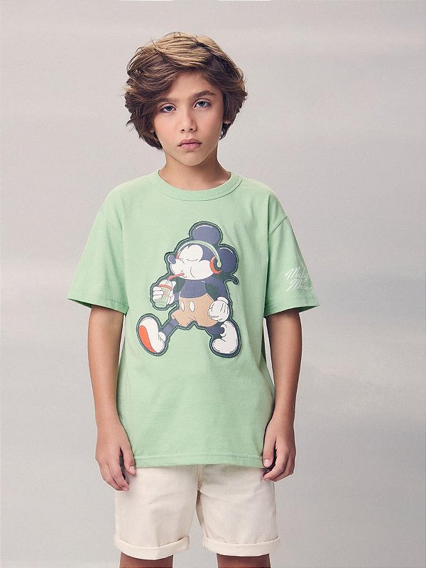 Camiseta Infantil Mickey Verde Pistache Youcci
