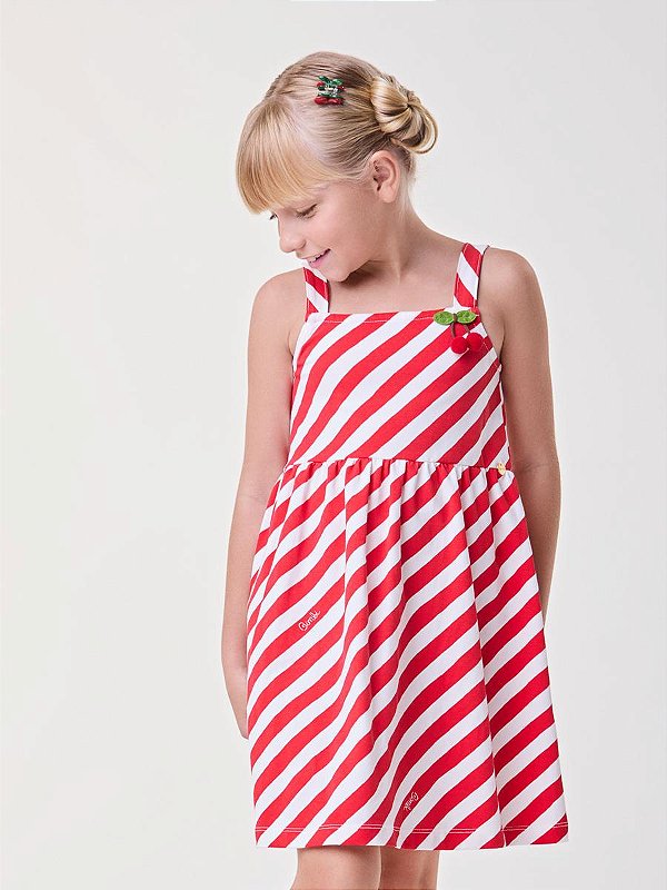 Vestido Infantil Listrado Diagonal Bimbi