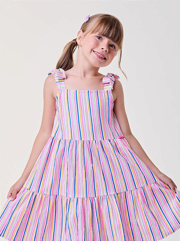Vestido Infantil Listras Arco Iru Bimbi