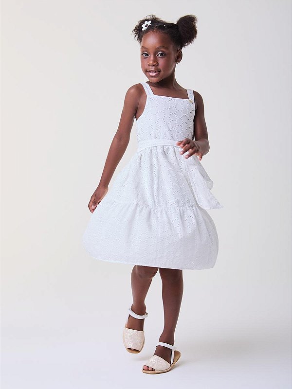 Vestido De Laise Infantil Branco Bimbi