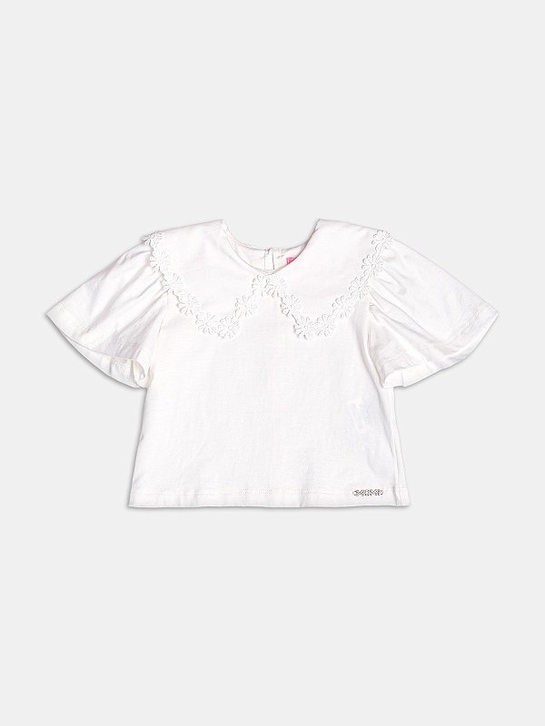 Blusa Infantil Gola Guipir Off White Momi