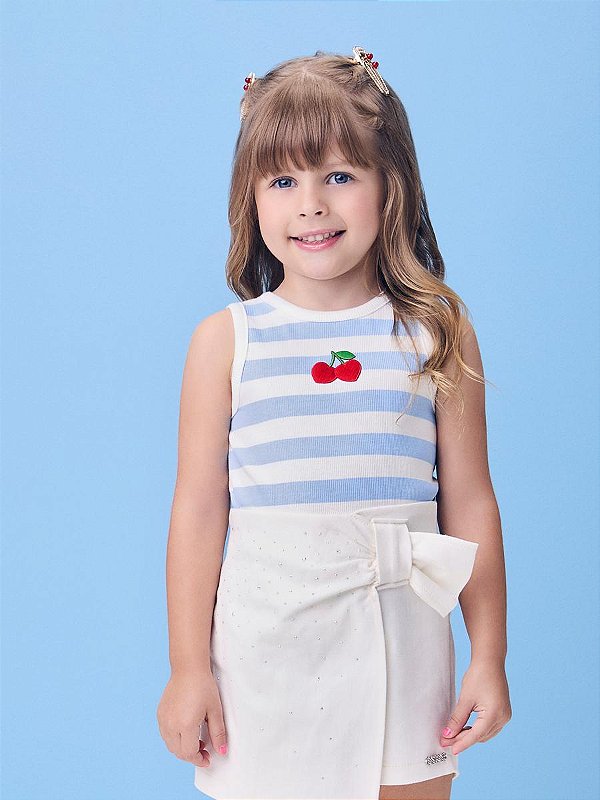 Shorts Saia Infantil Com Laco Off Momi