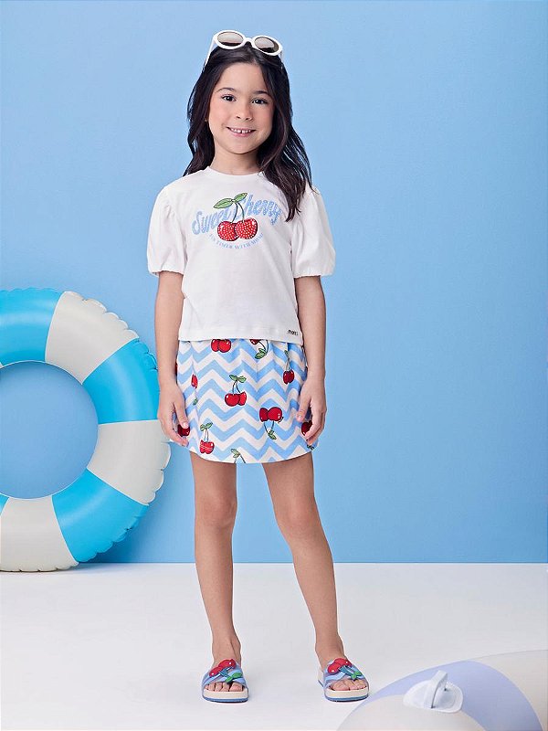 Conjunto Infantil Sweet Cherry Com Saia Momi
