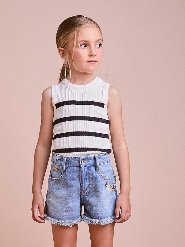 Blusa Infantil Listrado Azul Marinho Anime