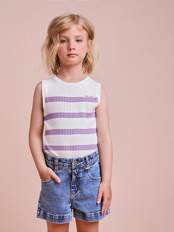 Blusa Infantil Listrado Lilas Orquidea Anime