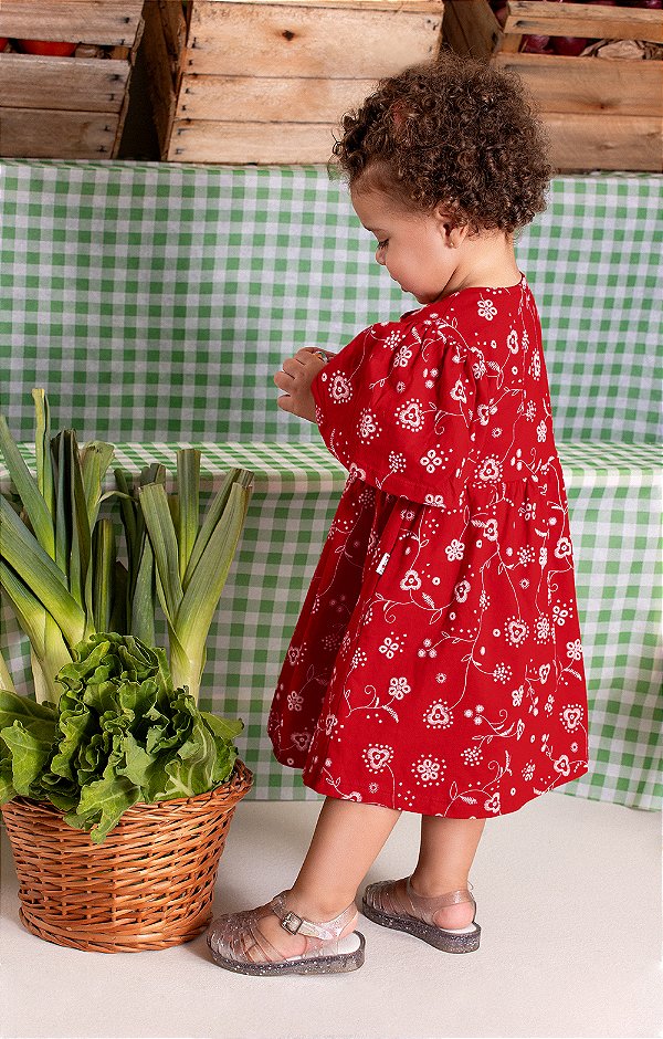 Vestido Infantil Malha Vermelho Jaca Lele