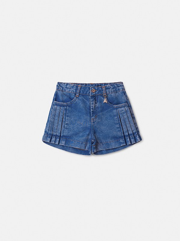 Conjunto Infantil Jeans Com Shorts Plissado Anime
