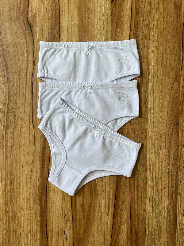 Kit Calcinha Branca Flor Nini Bambini