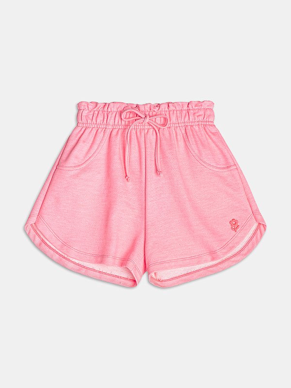 Shorts Infantil Moletom Rosa Neon Momi