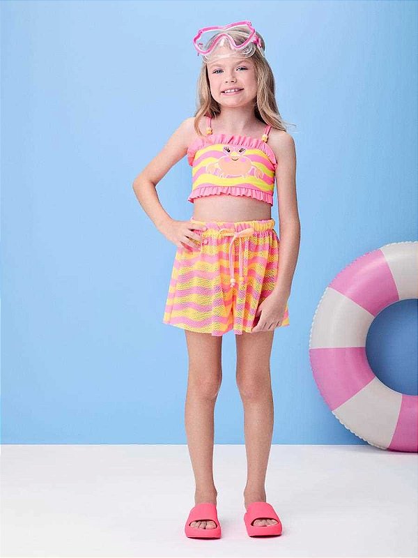 Shorts Infantil Saida De Praia Ondas Momi